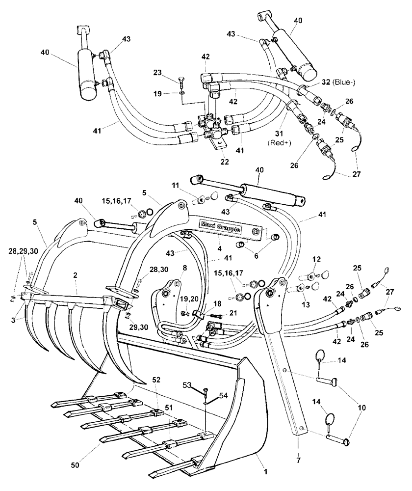 Схема запчастей Case IH L750 - (82.300.AQ[54]) - VAR - 717495006 - MAXI - GRAPPLE 240T - MK2 COMPLETE (82) - FRONT LOADER & BUCKET
