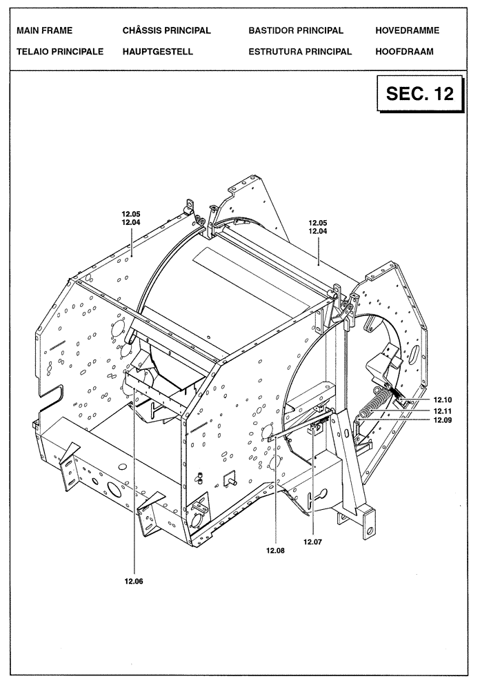 Схема запчастей Case IH RBX341 - (12.00A[01]) - SECTION LIST 12 - MAIN FRAME (12) - MAIN FRAME