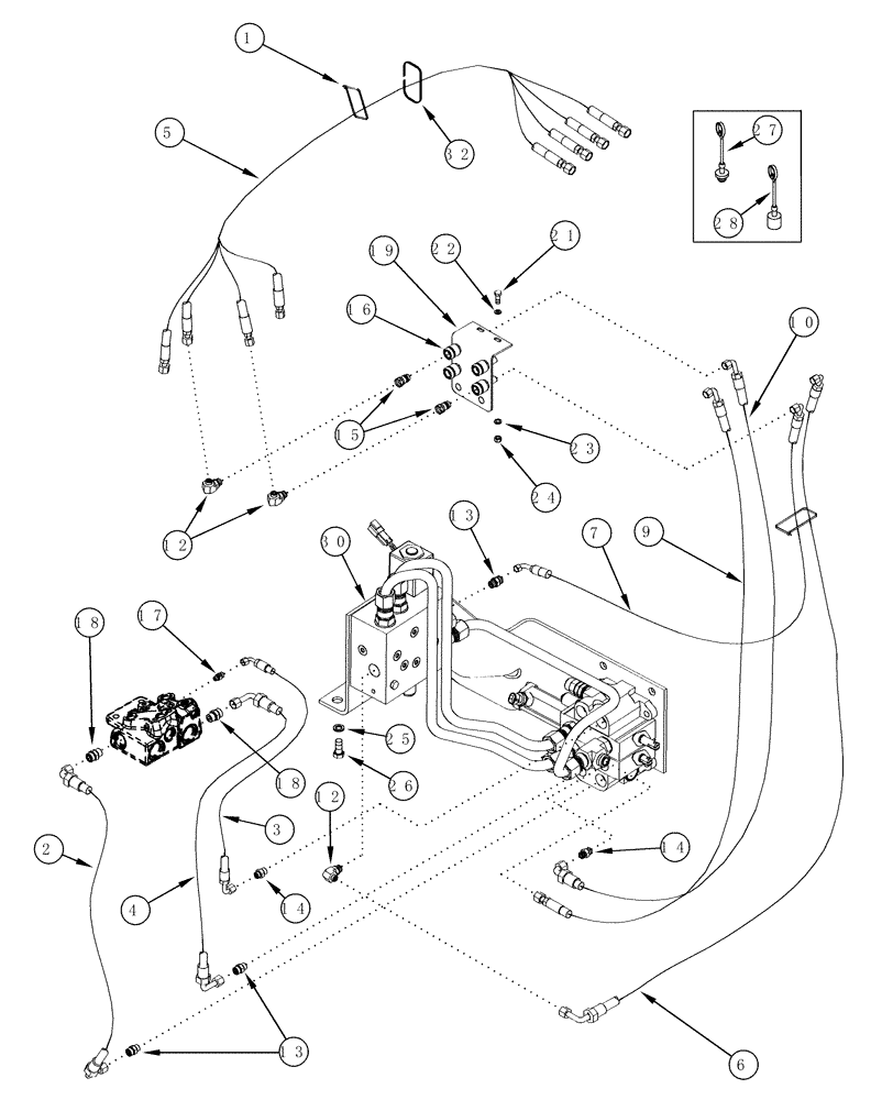 Схема запчастей Case IH L705 - (08-18) - HYDRAULICS EXTERNAL VALVE 2 Function With Self Leveling (08) - HYDRAULICS