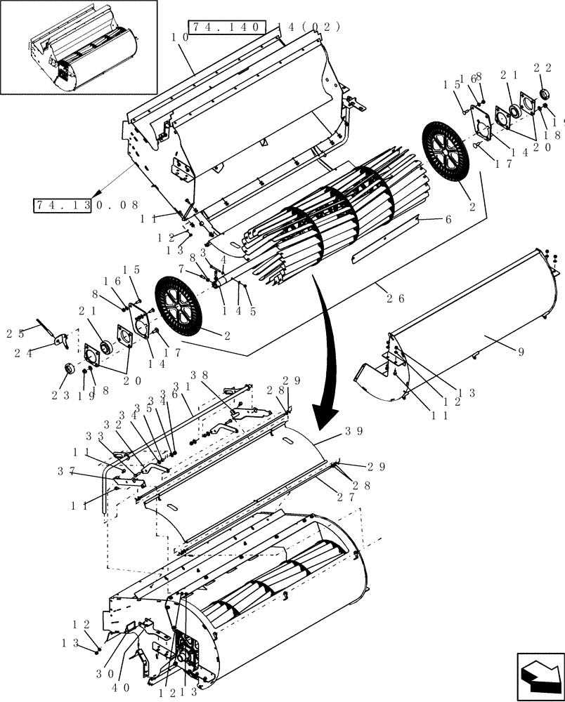 Схема запчастей Case IH 9120 - (74.130.01) - CLEANING FAN (74) - CLEANING