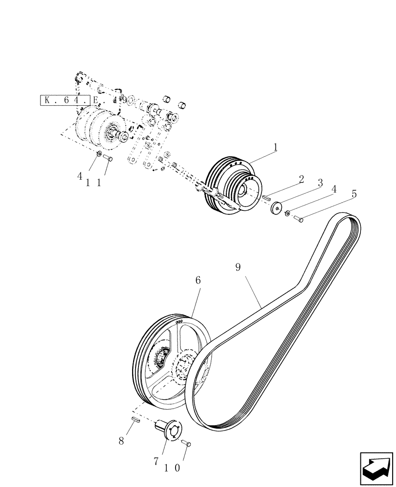 Схема запчастей Case IH AFX8010 - (K.64.E.40[2]) - DRIVE, BEATER K - Crop Processing