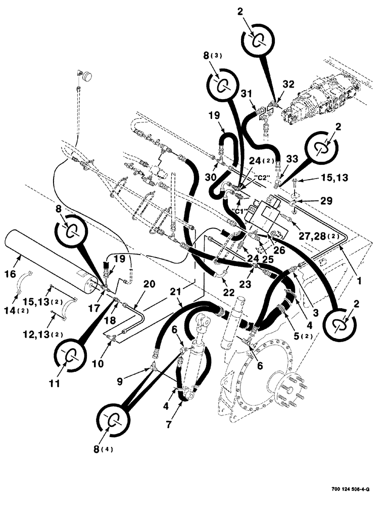 Схема запчастей Case IH 8840 - (08-018) - HEADER LIFT HYDRAULIC ASSEMBLY (LEFT) (S.N.CFH0031466 AND LATER) (35) - HYDRAULIC SYSTEMS