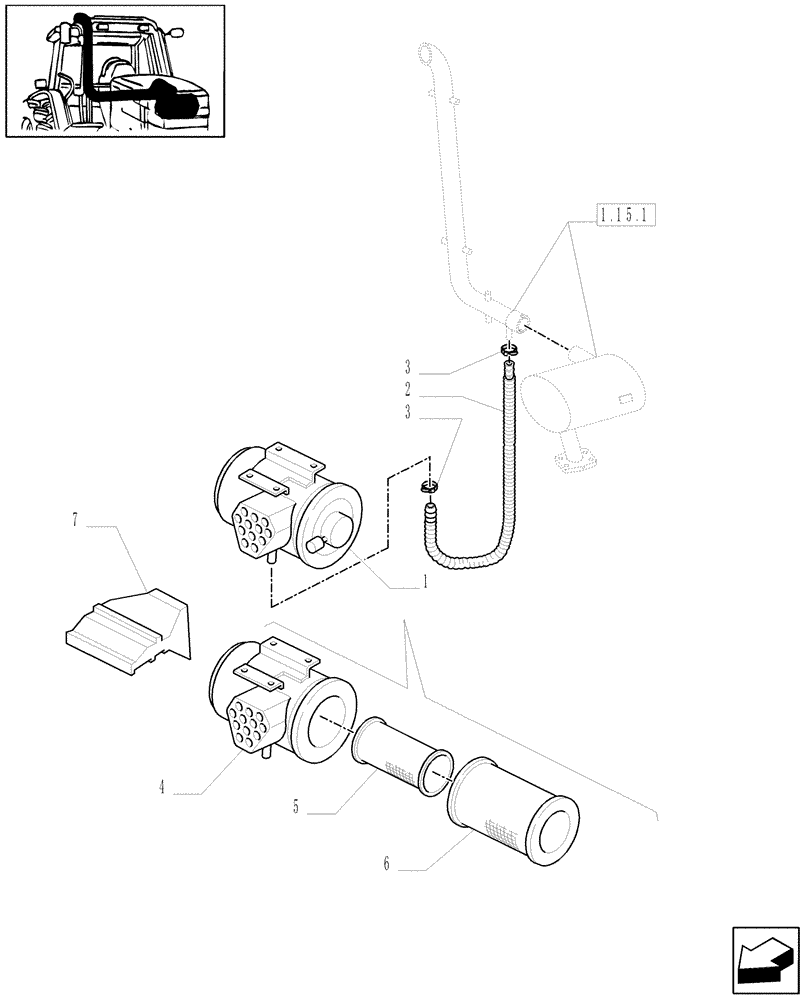 Схема запчастей Case IH MXM130 - (1.19.1/03) - (VAR.008) DRY AIR CLEANER (02) - ENGINE EQUIPMENT