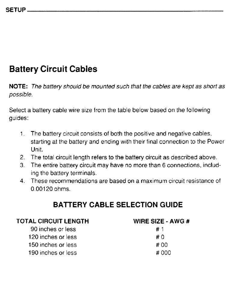 Схема запчастей Case IH 4390T - (049) - SETUP, BATTERY CIRCUIT CABLES, BATTERY CABLE SELECTION GUIDE 