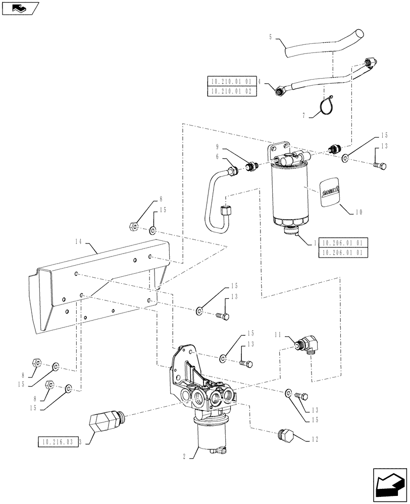 Схема запчастей Case IH 9230 - (10.114.02) - FUEL SYSTEM, PUMP AND FILTER (10) - ENGINE
