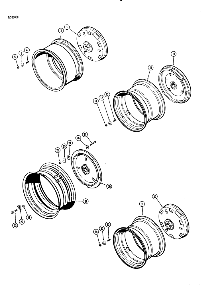 Схема запчастей Case IH 830-SERIES - (280) - REAR WHEELS, FOUR WHEEL AND WESTERN (06) - POWER TRAIN