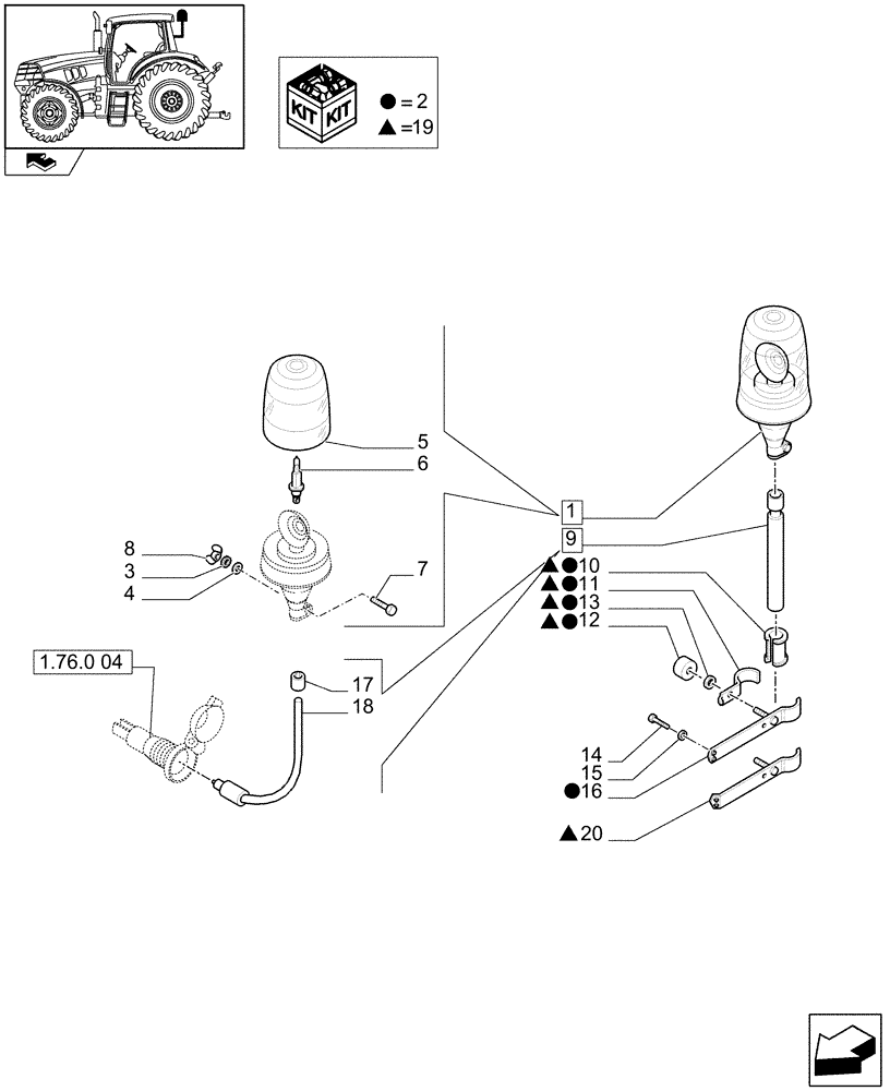 Схема запчастей Case IH PUMA 155 - (1.75.8) - ROTARY BEACON & COMPONENTS (VAR.331916-333916) (06) - ELECTRICAL SYSTEMS