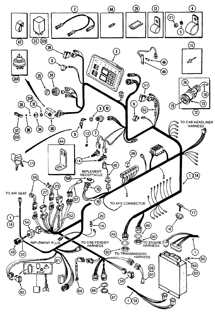 Схема запчастей Case IH 8930 - (4-006) - LOWER CAB HARNESS, WITH HITCH (04) - ELECTRICAL SYSTEMS