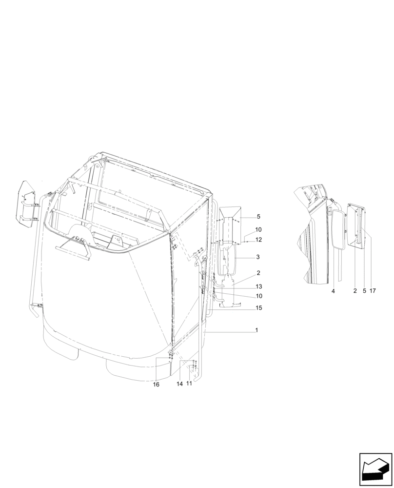 Схема запчастей Case IH A8800 - (90.118.BM[01]) - REARVIEW MIRROR (90) - PLATFORM, CAB, BODYWORK AND DECALS