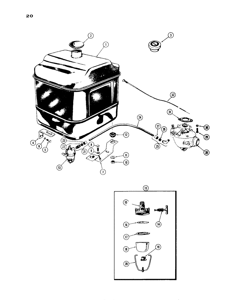 Схема запчастей Case IH 430 - (020) - FUEL SYSTEM, 430 SERIES, 148 B SPARK IGNITION ENGINE (02) - ENGINE