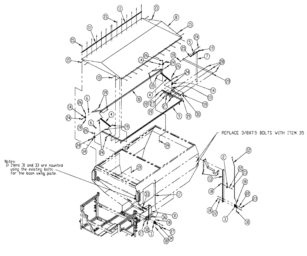 Схема запчастей Case IH 810 - (14-001) - FLIPTOP GROUP, MID Tarps Decals/ Miscellaneous