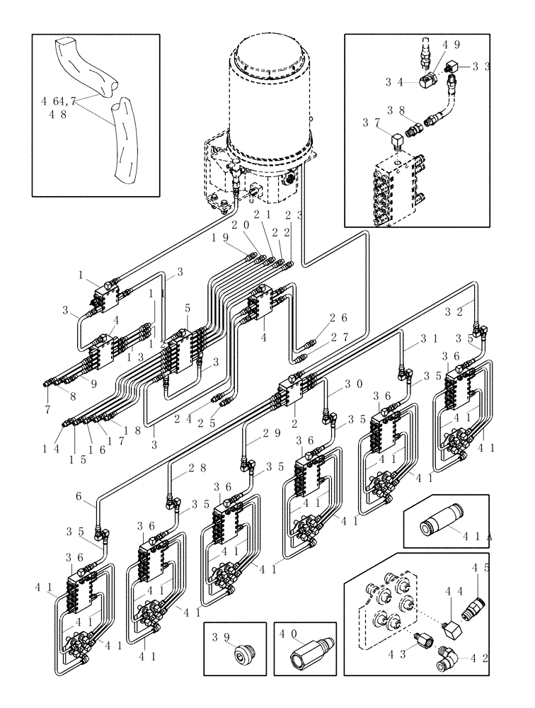 Схема запчастей Case IH CPX620 - (09A-46) - LUBE LINES (13) - PICKING SYSTEM