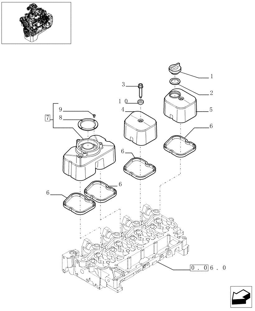 Схема запчастей Case IH F4GE0454A D610 - (0.06.3[01]) - CYLINDER HEAD COVERS (504026579) 