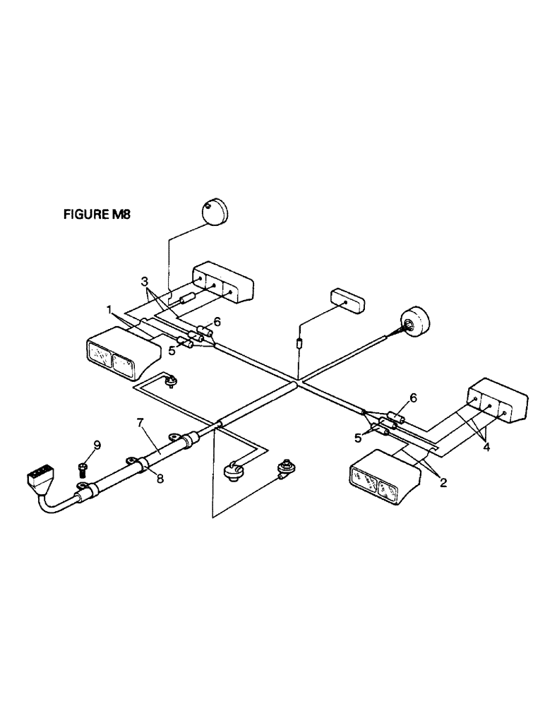 Схема запчастей Case IH 1412 - (M8-1) - ELECTRICAL EQUIPMENT, ELECTRICAL WIRING, SIDE & REAR LAMPS, [A] 1410, [B] 1412, [C] 1412G (06) - ELECTRICAL SYSTEMS