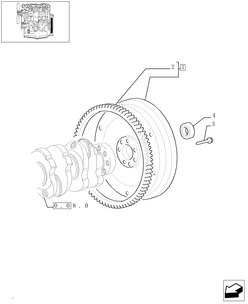 Схема запчастей Case IH JX95 - (0.08.3/03) - FLYWHEEL (BEFORE S/N 13286) (01) - ENGINE