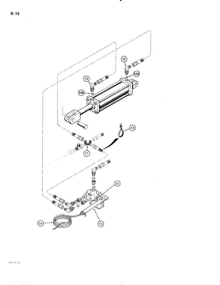 Схема запчастей Case IH 475 - (8-14) - TRANSPORT LIFT HYDRAULIC CIRCUIT, DISK HARROWS WITH HYDR. FOLDING WINGS, 3/8 INCH ID HOSES AT CYL. (08) - HYDRAULICS