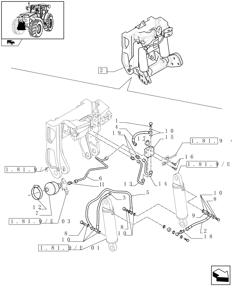 Схема запчастей Case IH PUMA 165 - (1.81.9/ E[02]) - LIFTER - BREAKDOWN (07) - HYDRAULIC SYSTEM
