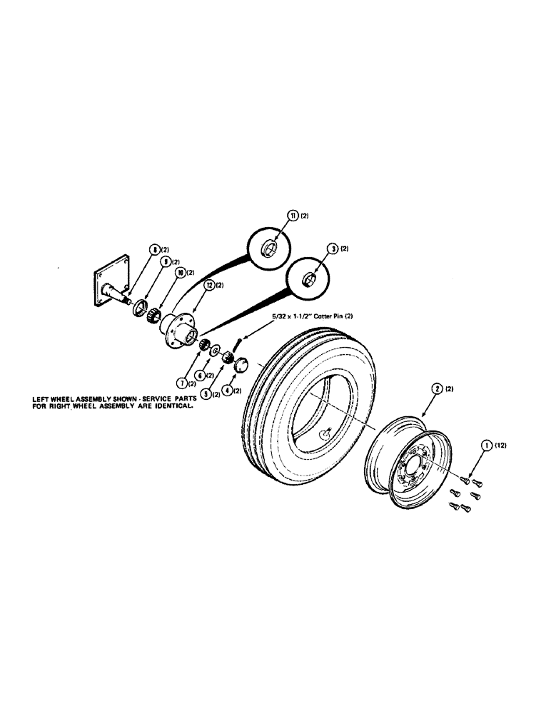Схема запчастей Case IH 8540 - (18[A]) - WHEEL AND HUB ASSEMBLY (12) - MAIN FRAME