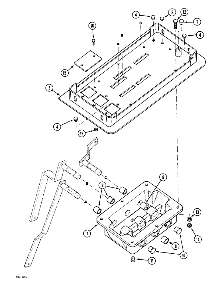 Схема запчастей Case IH 3230 - (9-054) - CAB, DRAFT CONTROL LEVER HOUSING (09) - CHASSIS/ATTACHMENTS