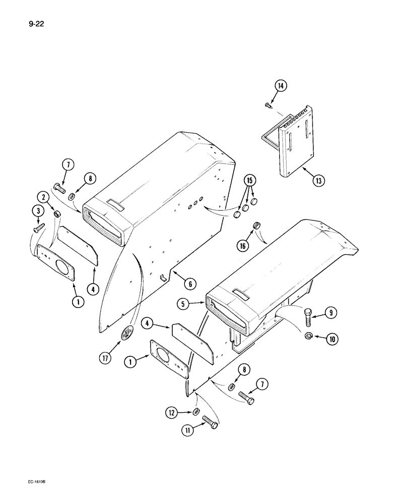 Схема запчастей Case IH 495 - (9-022) - REAR FENDERS, FLAT TOP (09) - CHASSIS/ATTACHMENTS