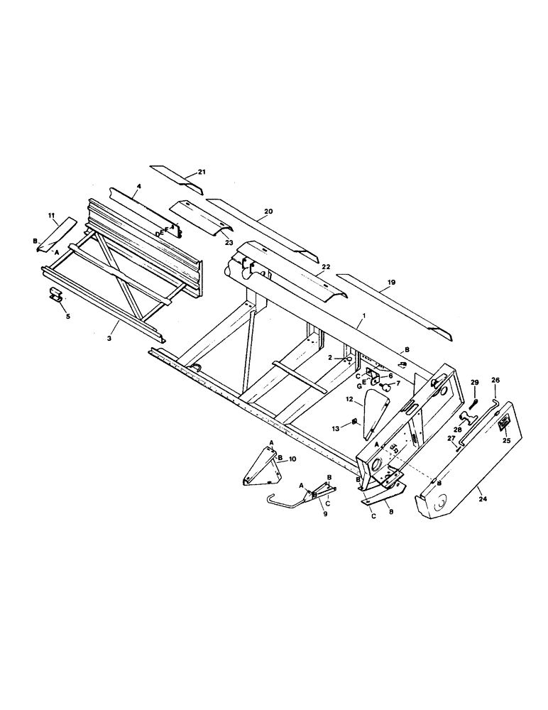 Схема запчастей Case IH 6000 - (9-12) - MAIN FRAME AND SHIELDS, 36 FOOT HEADER (09) - CHASSIS/ATTACHMENTS
