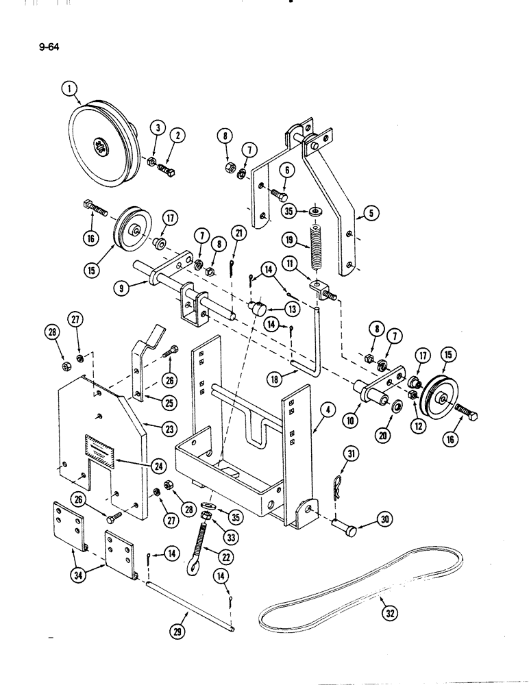 Схема запчастей Case IH 61MB - (9-064) - REAR PTO MOWER DRIVE, 61MB MOWER (03) - CHASSIS/MOUNTED EQUIPMENT