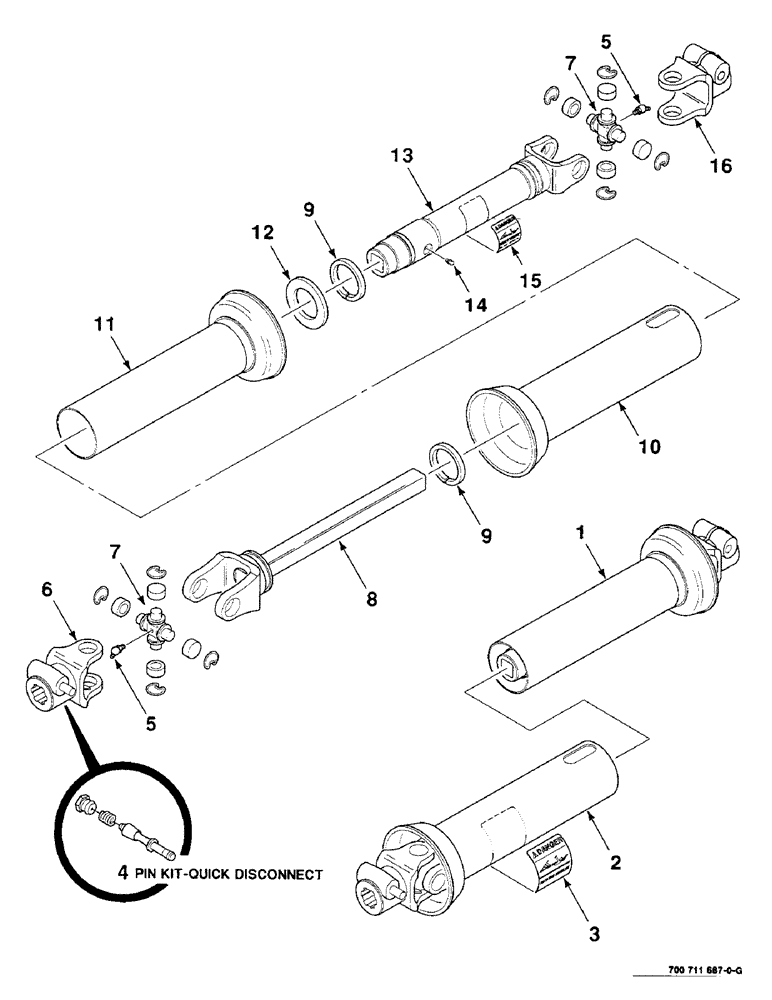 Схема запчастей Case IH 8220 - (7-04) - IMPLEMENT DRIVELINE ASSEMBLY, 540 RPM (58) - ATTACHMENTS/HEADERS