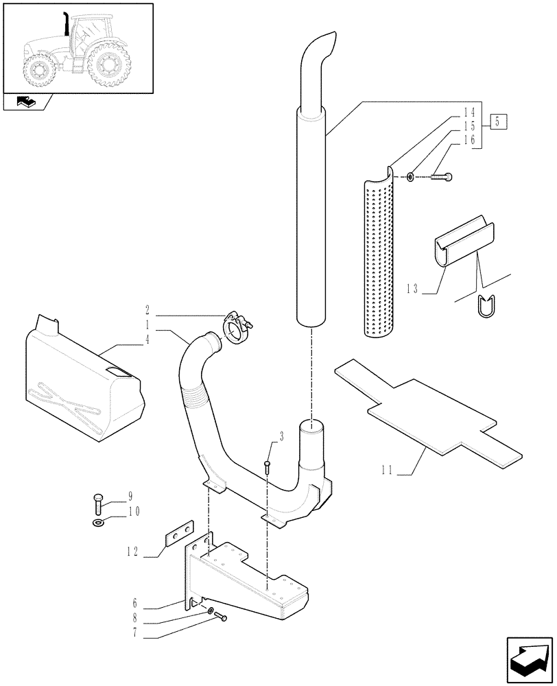 Схема запчастей Case IH PUMA 210 - (1.15.1) - SILENCER (02) - ENGINE EQUIPMENT