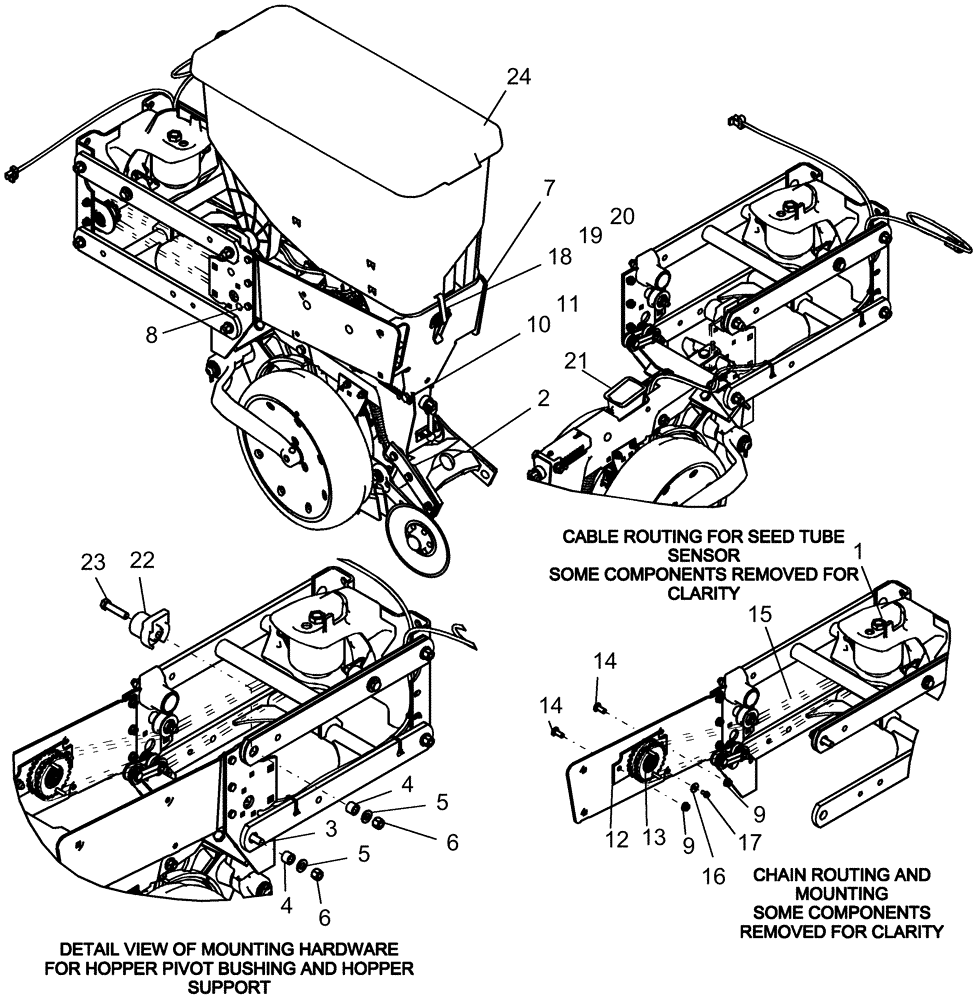 Схема запчастей Case IH 1220 - (75.200.15) - PNEUMATIC DOWN PRESSURE - 20" ROW UNIT WITH ON-ROW HOPPER (75) - SOIL PREPARATION