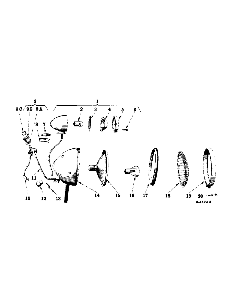 Схема запчастей Case IH FARMALL C - (077) - ELECTRICAL SYSTEM, REAR LIGHT AND TAIL LIGHT ATTACHMENT (06) - ELECTRICAL SYSTEMS