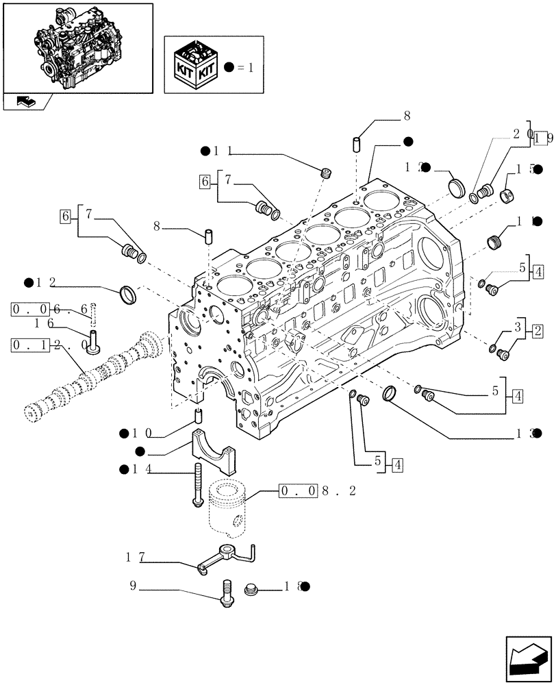 Схема запчастей Case IH PUMA 140 - (0.04.0) - CRANKCASE (01) - ENGINE