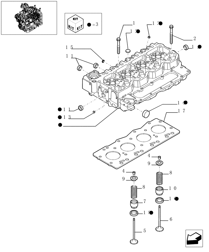 Схема запчастей Case IH MXU110 - (0.06.0/01) - CYLINDER HEAD (01) - ENGINE