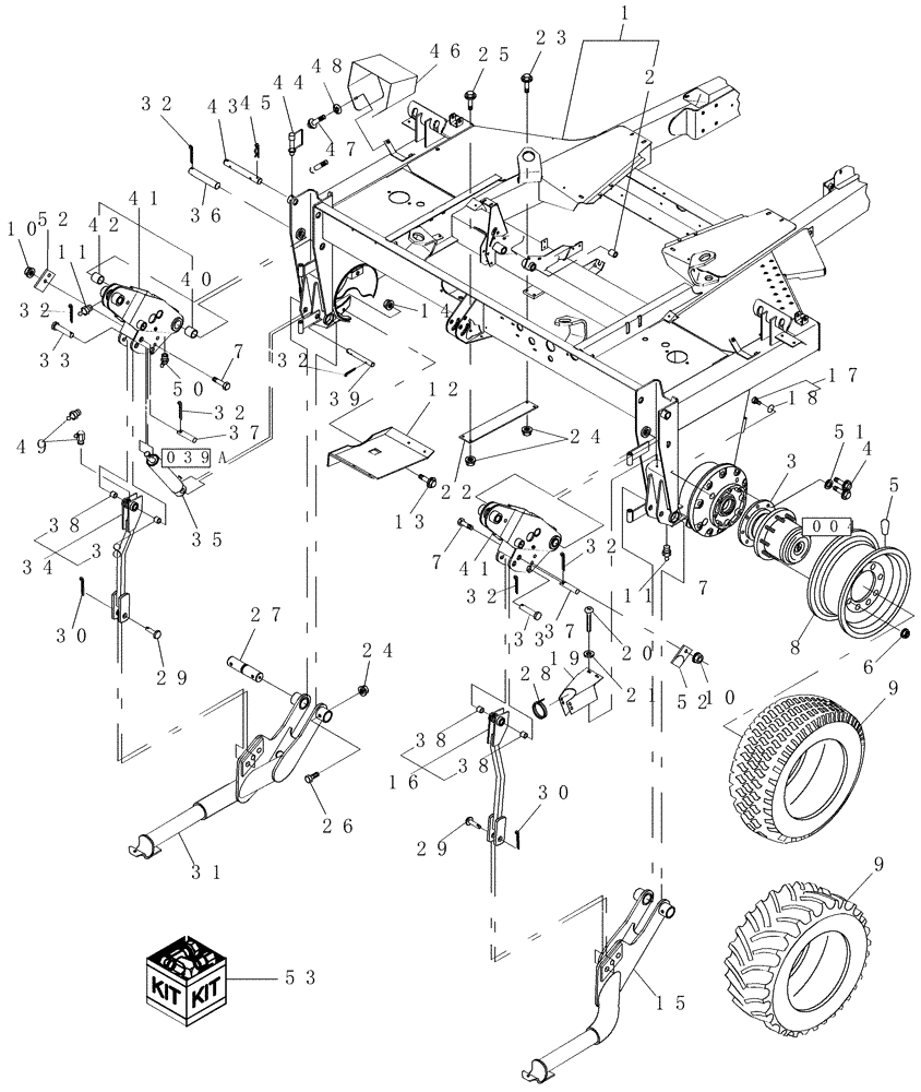 Схема запчастей Case IH WDX1701 - (003) - HEADER LIFT, WHEELS & TIRES (44) - WHEELS