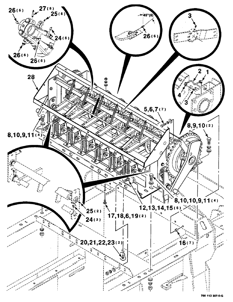 Схема запчастей Case IH 8580 - (06-04) - KNOTTER MOUNTING AND GREASE ZERK ASSEMBLY, NON-CENTRALIZED LUBE (14) - BALE CHAMBER