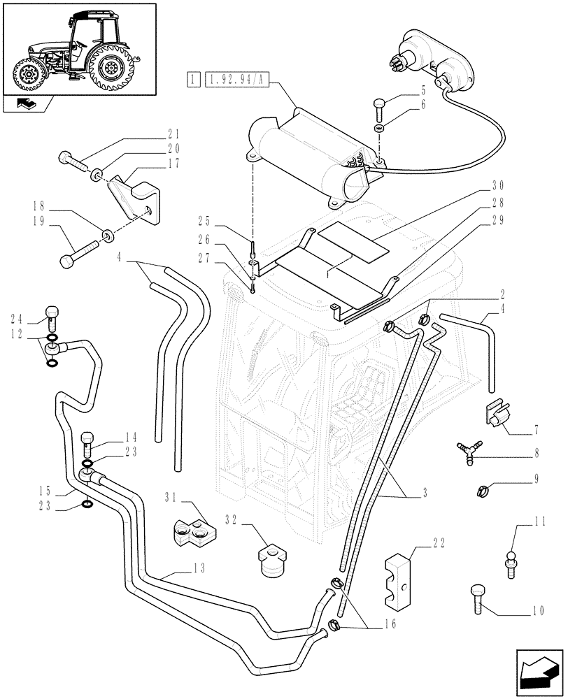 Схема запчастей Case IH FARMALL 65C - (1.92.94[03]) - CAB - HEATING SYSTEM (10) - OPERATORS PLATFORM/CAB