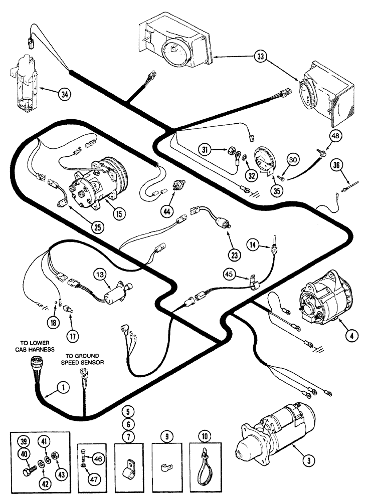 Схема запчастей Case IH 7240 - (4-006) - ENGINE AND FRONT COMPONENT HARNESS, PRIOR TO TRACTOR PIN JA0064978 (04) - ELECTRICAL SYSTEMS