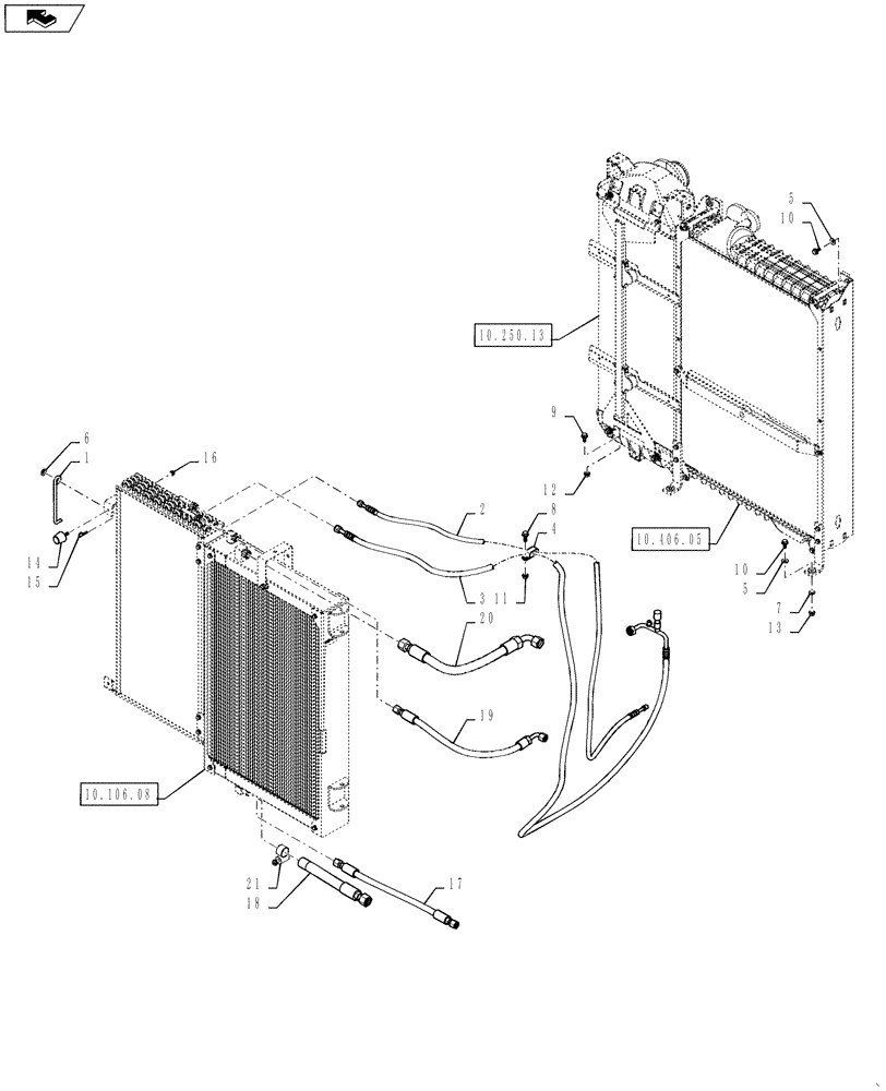 Схема запчастей Case IH 7130 - (10.250.12[02]) - COOLER BOX, RADIATOR, AIR COOLER, OIL/CONDENSER COOLER, INTERNAL PARTS (10) - ENGINE