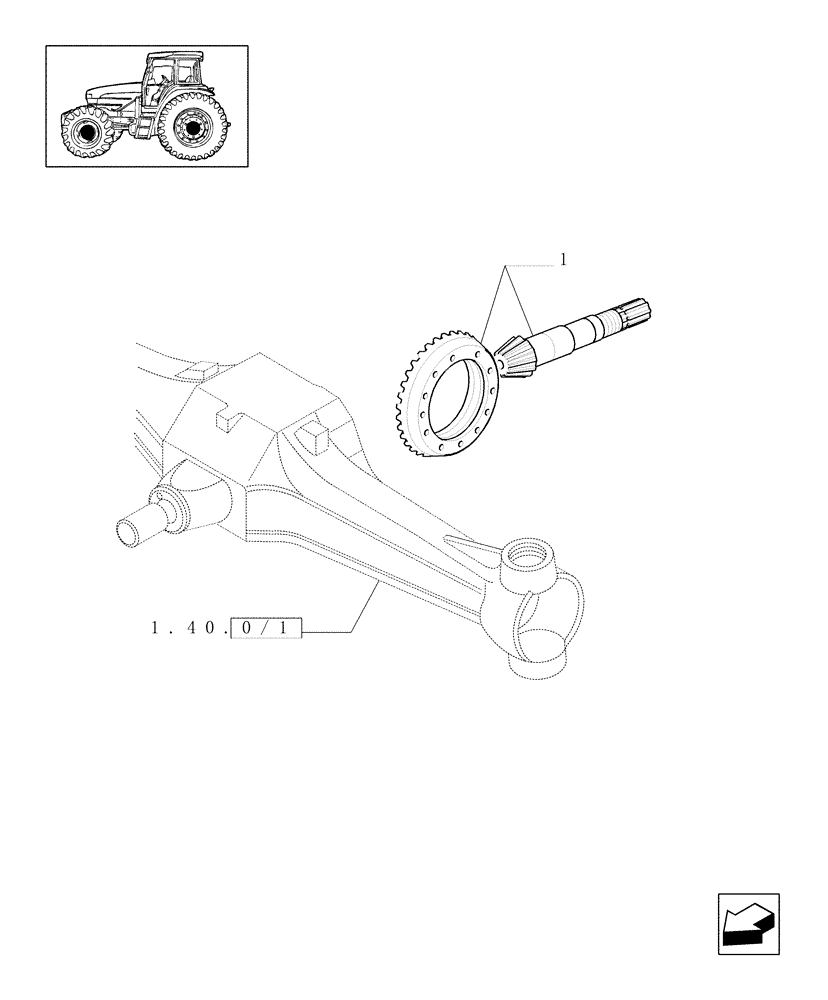 Схема запчастей Case IH JX80U - (1.40.0/65) - (VAR.320) HIGH SPEED RING GEAR AND PINION - 4WD - FRONT BEVEL GEAR PAIR (04) - FRONT AXLE & STEERING