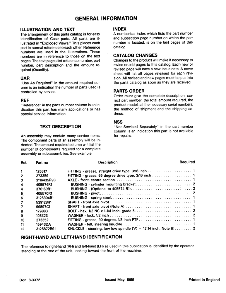 Схема запчастей Case IH 885 - (1-004) - GENERAL INFORMATION (00) - PICTORIAL INDEX