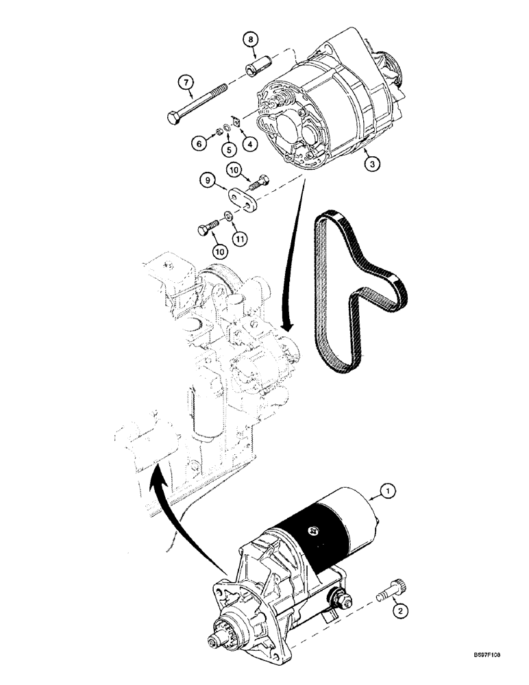 Схема запчастей Case IH 4391 - (4-06) - STARTER AND ALTERNATOR MOUNTING, STARTER MOUNTING (04) - ELECTRICAL SYSTEMS