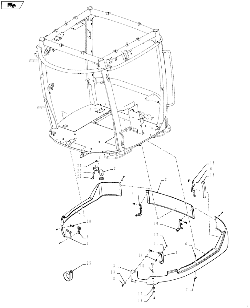 Схема запчастей Case IH STEIGER 500 - (90.150.09[02]) - CAB SKIRTS - LUXURY CAB, SUSPENDED (90) - PLATFORM, CAB, BODYWORK AND DECALS