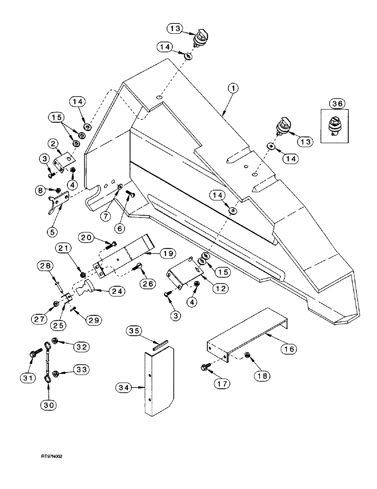 Схема запчастей Case IH 1015 - (9-22) - AUGER DRIVE, SHIELD (58) - ATTACHMENTS/HEADERS