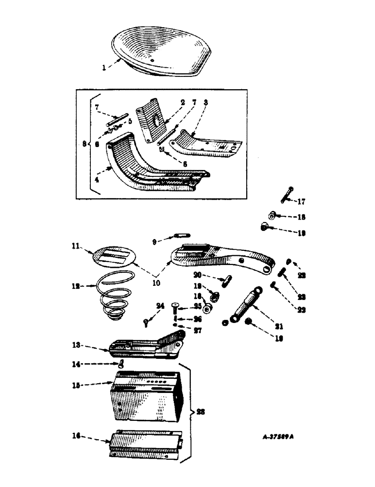 Схема запчастей Case IH FARMALL C - (136) - CHASSIS, SEAT, SEAT SUPPORT AND TOOL BOX (12) - CHASSIS