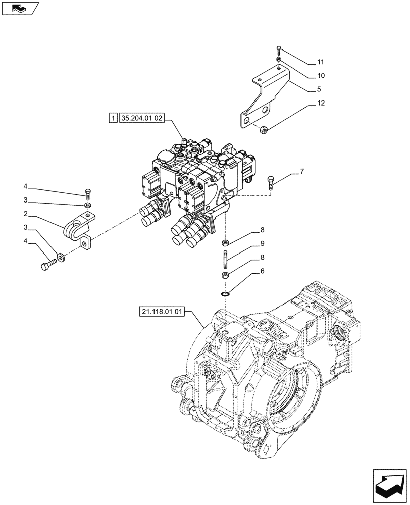 Схема запчастей Case IH PUMA 185 - (35.204.01[01]) - 3 REMOTE CONTROL VALVES, ELECTRONIC (35) - HYDRAULIC SYSTEMS