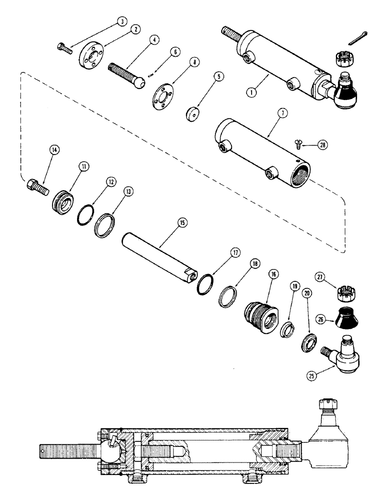 Схема запчастей Case IH 1175 - (087C) - A62067 STEERING CYLINDER, USED PRIOR TO TRACTOR SERIAL NUMBER 8736747 (05) - STEERING