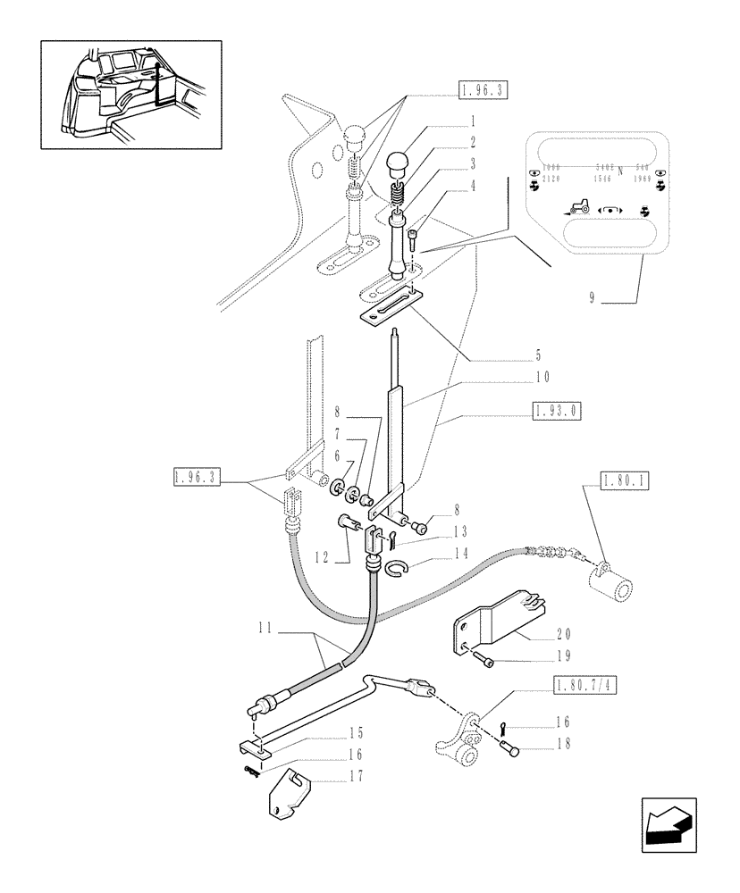 Схема запчастей Case IH MXM155 - (1.96.3/02) - (VAR.817) SYNCHRO. POWER TAKE OFF FOR FULL POWER SHIFT - POWER TAKE OFF CONTROLS (10) - OPERATORS PLATFORM/CAB
