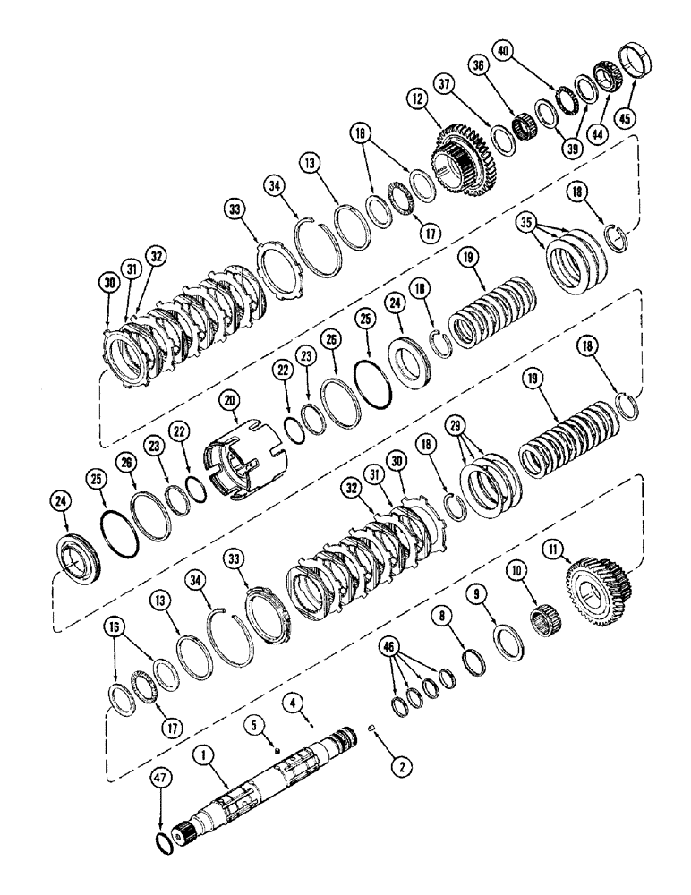 Схема запчастей Case IH 8920 - (6-014) - TRANSMISSION SPEED, OUTPUT SHAFT AND FRONT CLUTCH (06) - POWER TRAIN