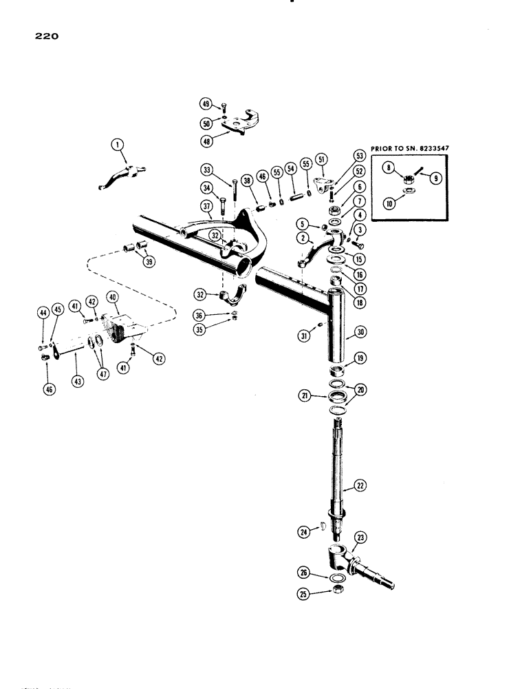 Схема запчастей Case IH 830-SERIES - (220) - FRONT AXLE, ADJUSTABLE 41" TO 62" (05) - STEERING