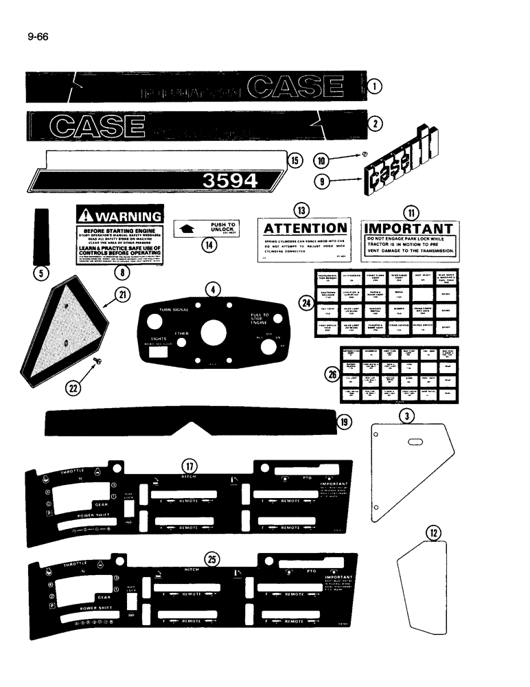Схема запчастей Case IH 3594 - (9-066) - DECALS, TRACTOR KIT (09) - CHASSIS/ATTACHMENTS
