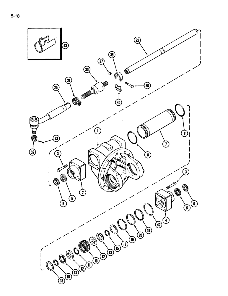 Схема запчастей Case IH 3594 - (5-018) - FRONT AXLE TIE RODS AND STEERING CYLINDER (05) - STEERING